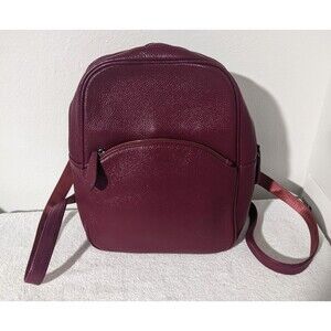 Heshe Leather Small Maroon Burgundy Backpack Bag